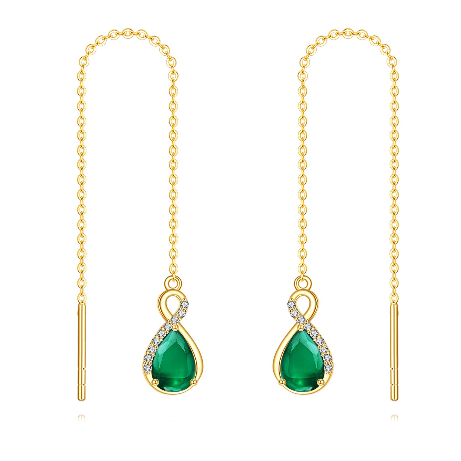 14K Gold Cubic Zirconia Infinity Symbol Drop Earrings