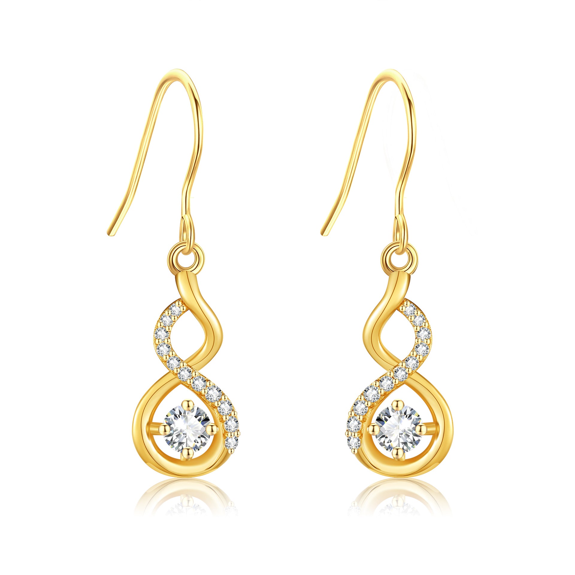 14K Gold Moissanite Infinity Symbol Drop Earrings