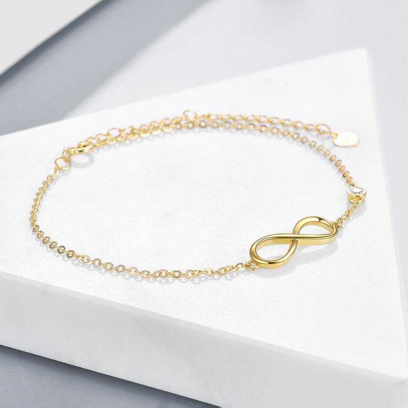 14K Gold Infinity Symbol Charm Bracelet