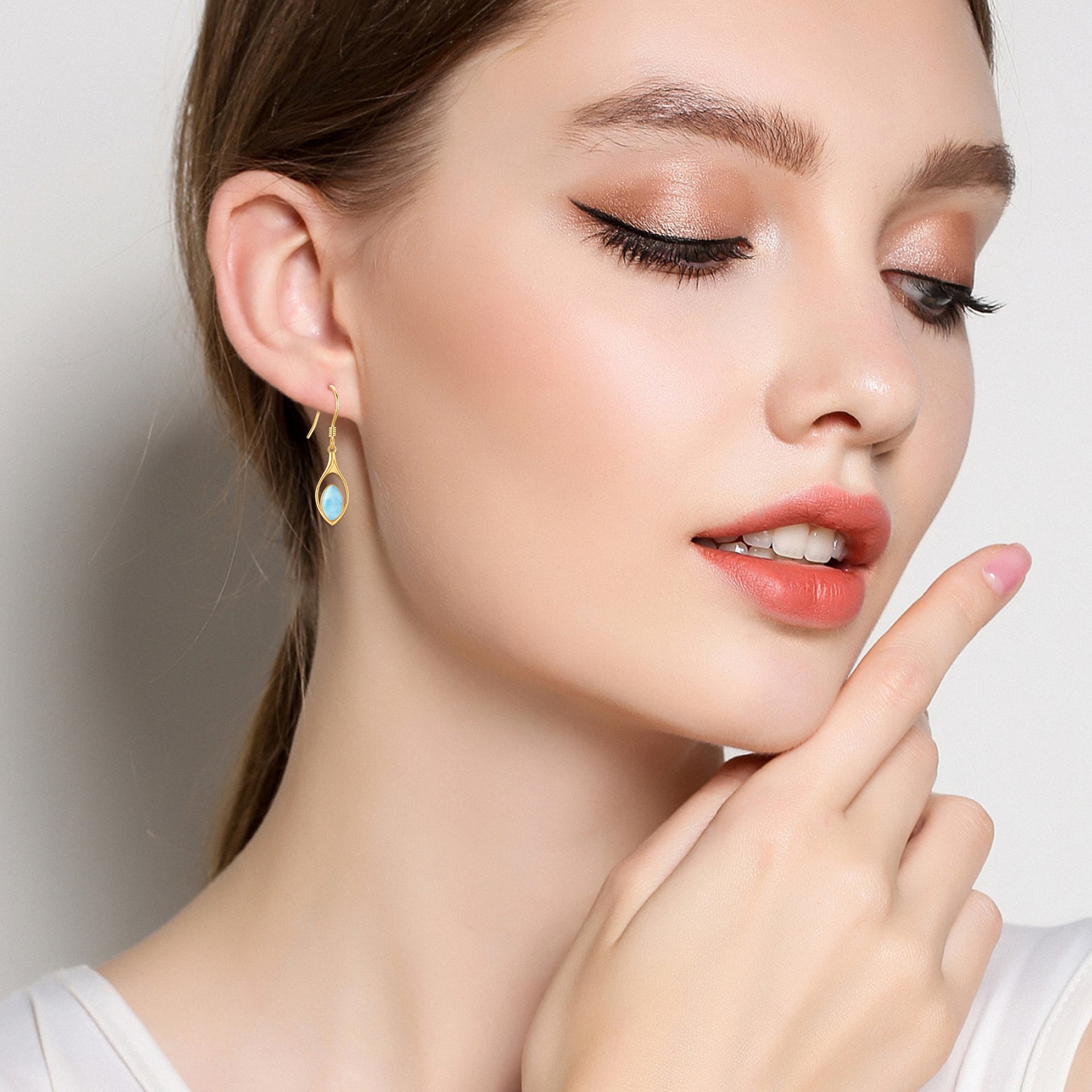 14K Gold Lablagite Drop Earrings