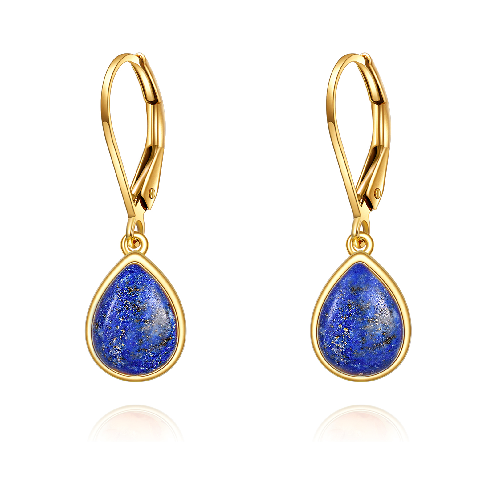 14K Gold Lapis Lazuli Drop Shape Drop Earrings