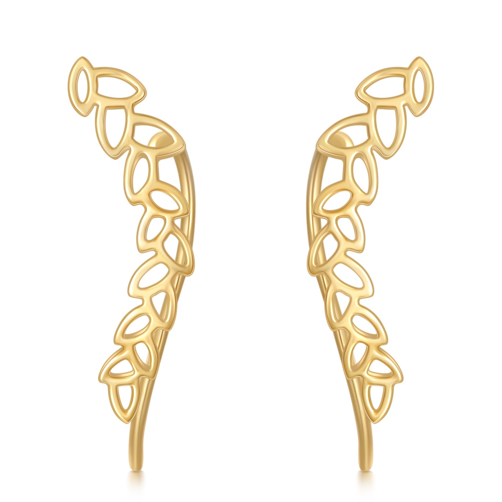 14K Gold Leaves Climber Earrings