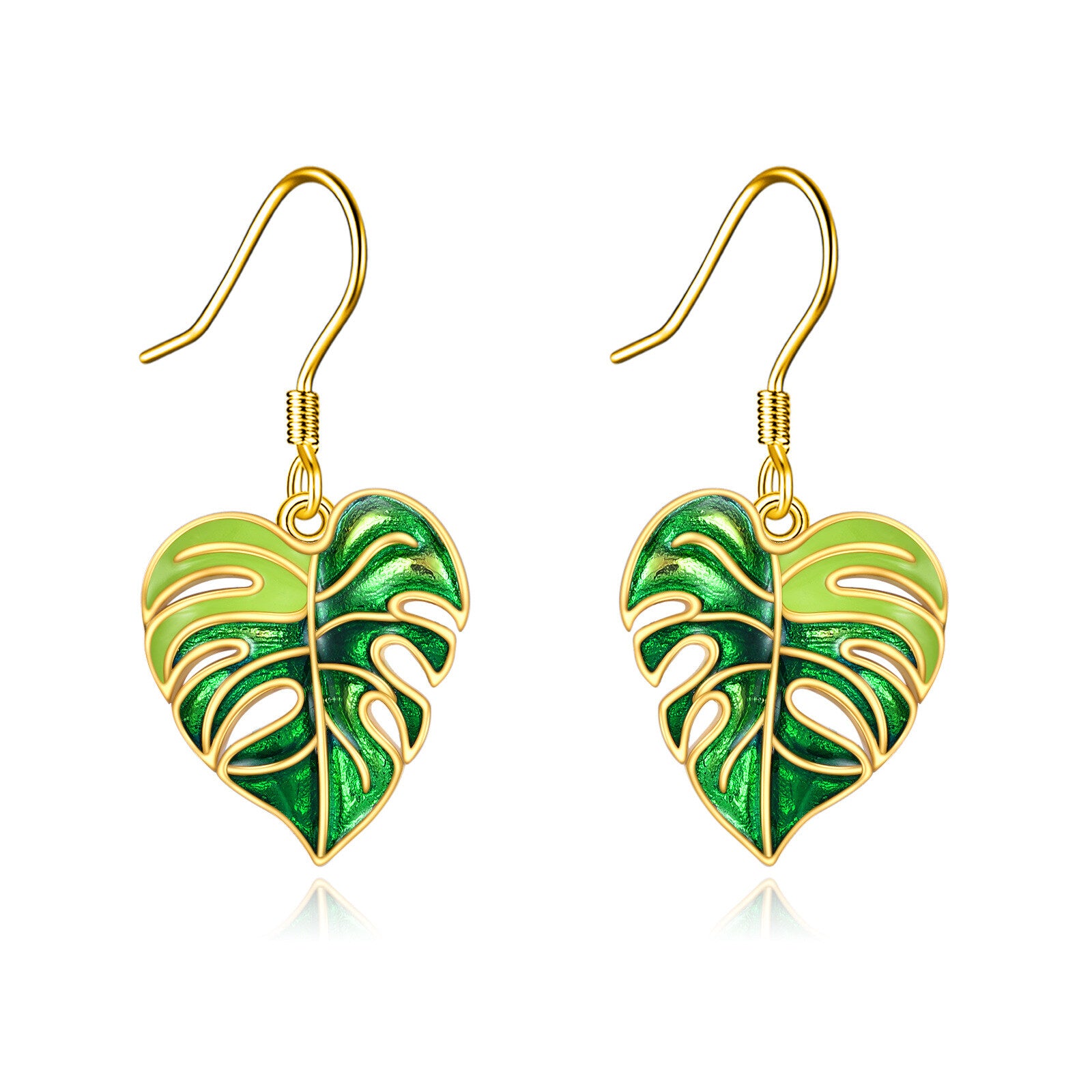 14K Gold Leaves Drop Earrings