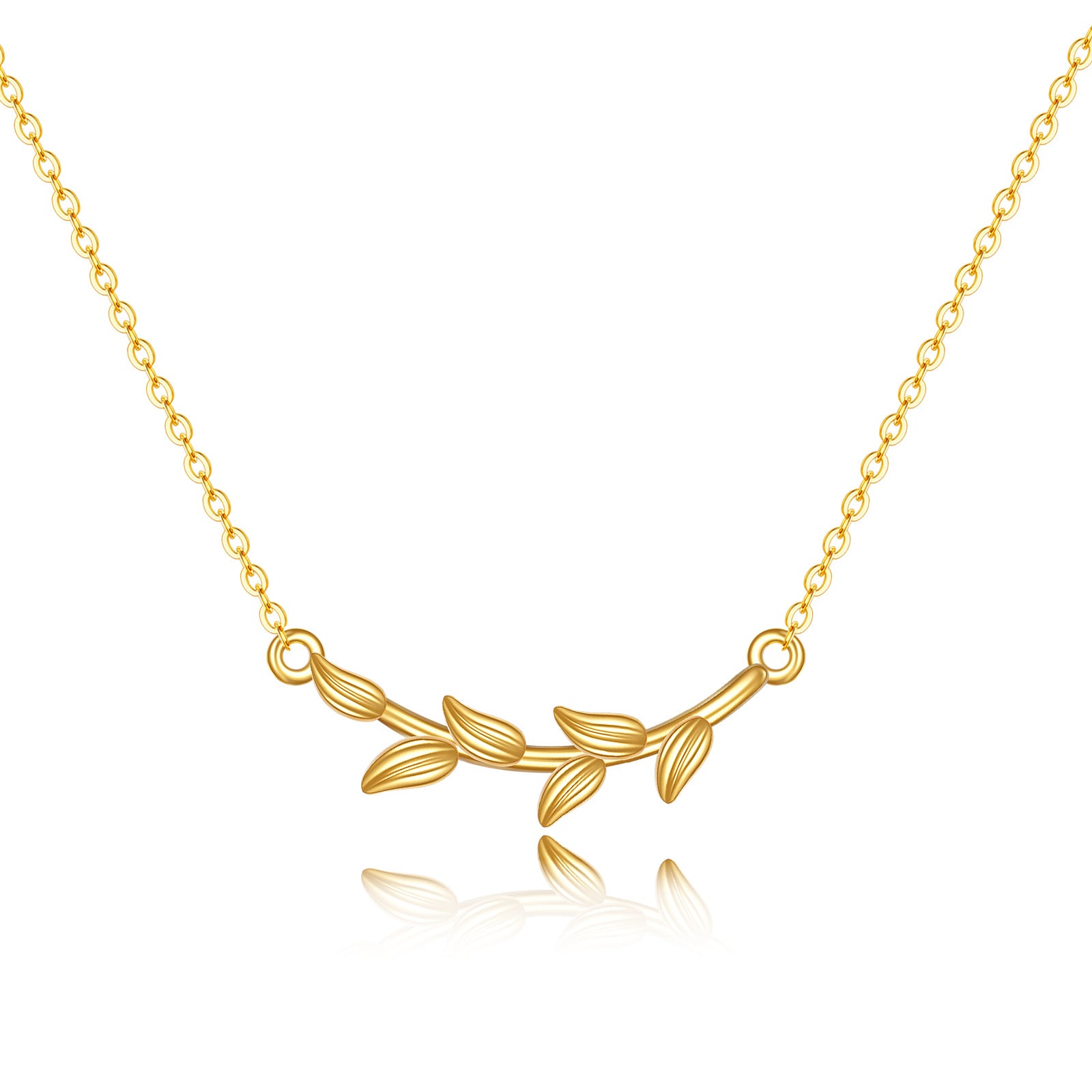 14K Gold Leaves Pendant Necklace