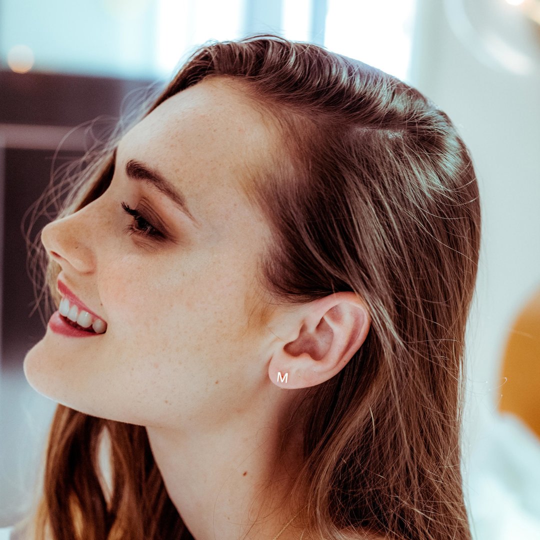 14K Gold Letter Stud - Rose Gold