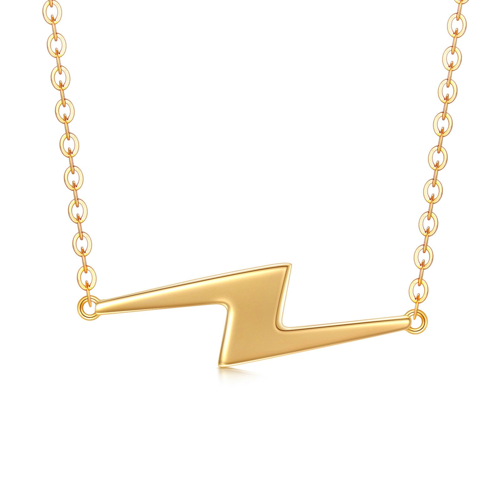14K Gold Lightning Pendant Necklace
