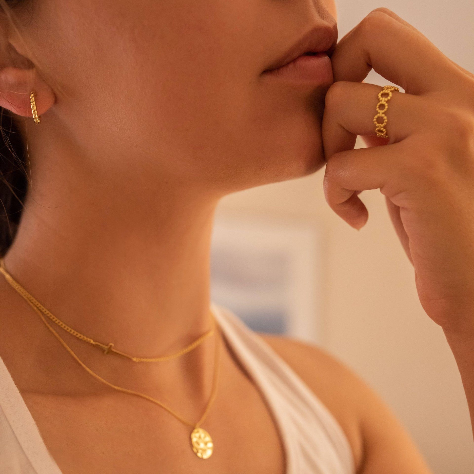 Gold Loop Link Stacking Ring