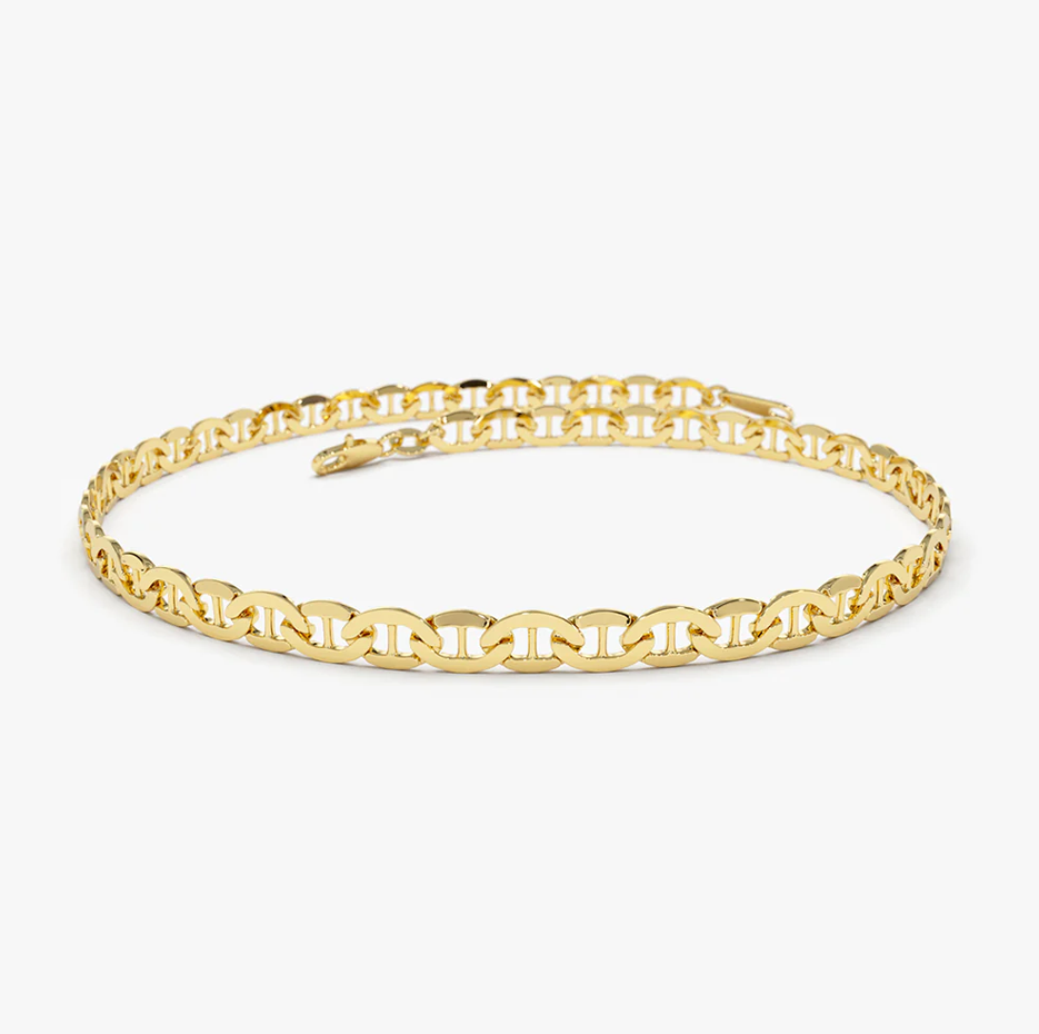 14K Gold Mariner Chain Link Bracelet 3.5mm