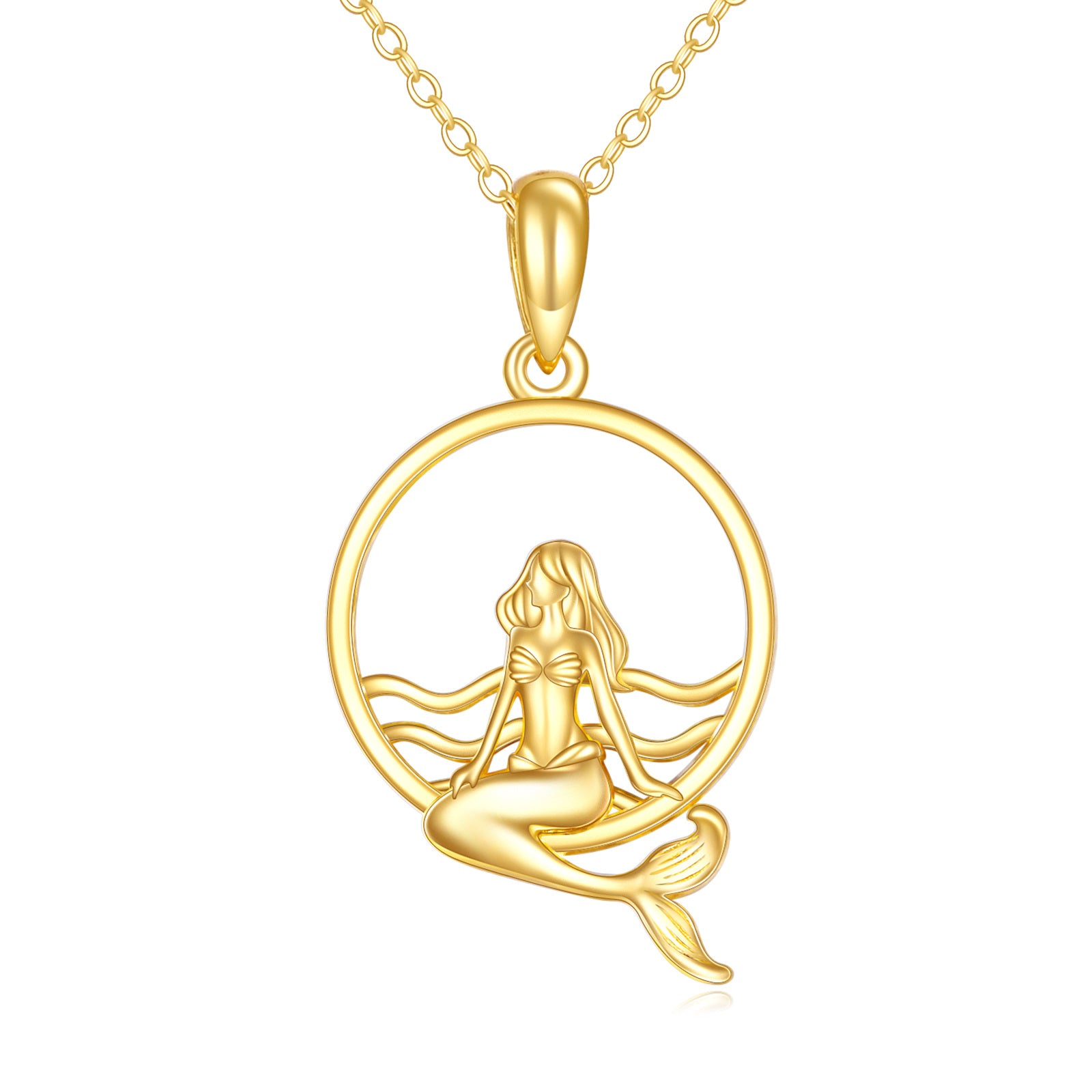 14K Gold Mermaid Pendant Necklace