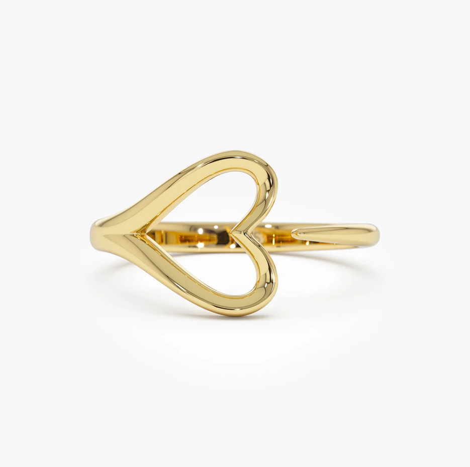 14k Gold Minimalist Heart Outline Band