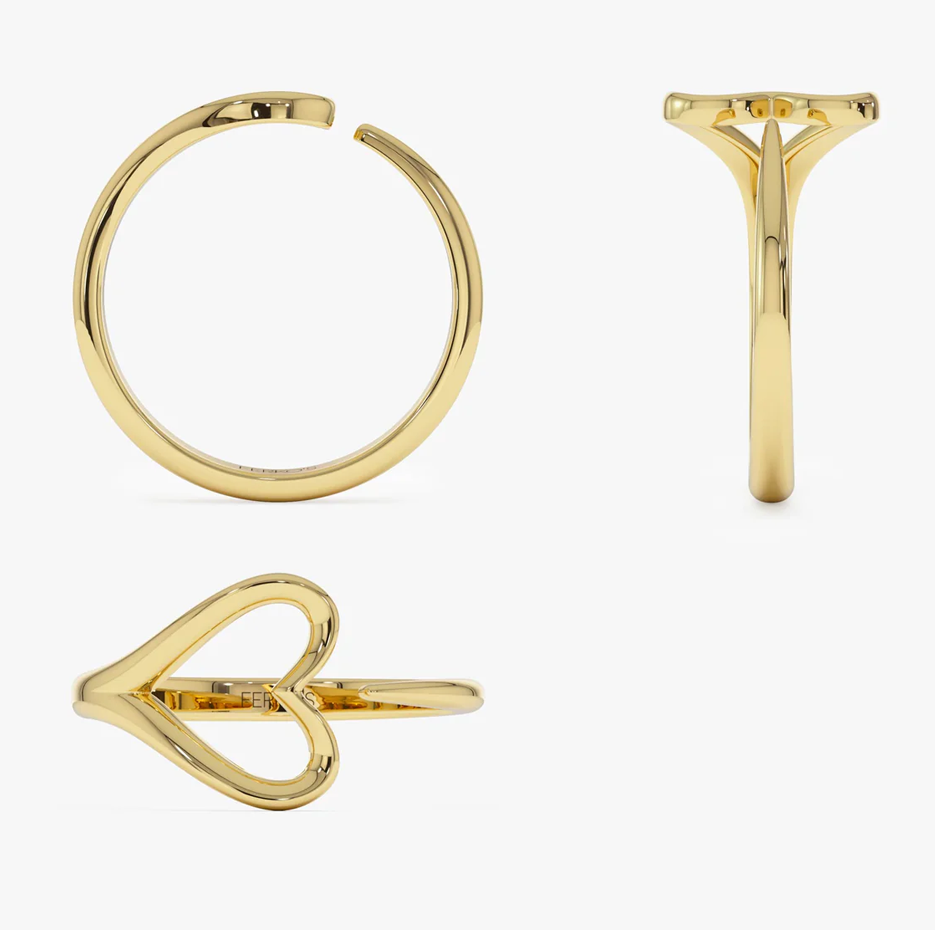 14k Gold Minimalist Heart Outline Band