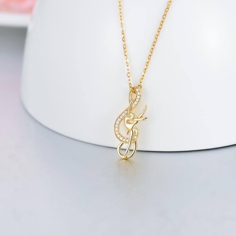 14K Gold Moissanite Ballet Dancer & Infinity Symbol Pendant Necklace