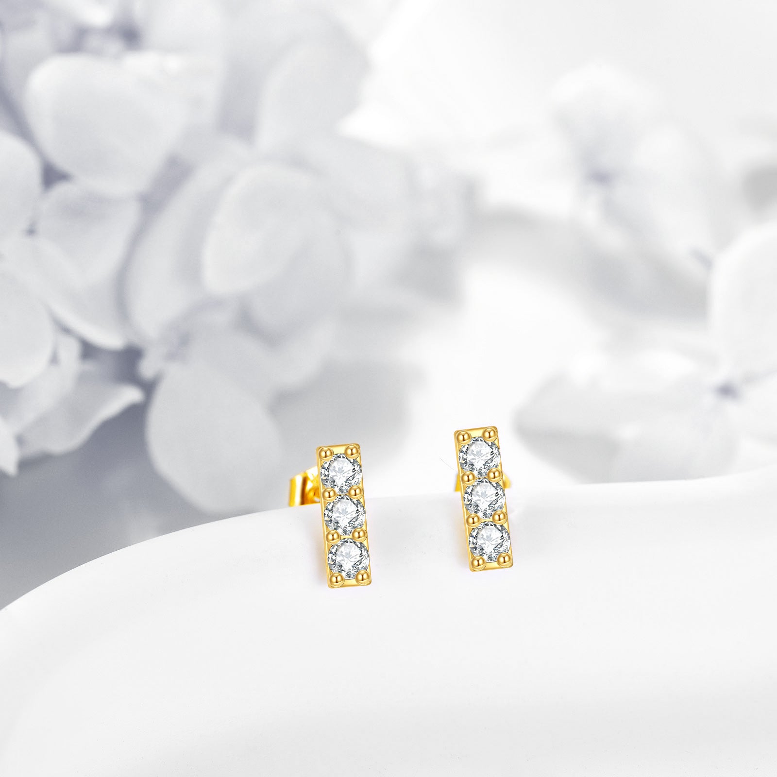 14K Gold Moissanite Bar Earrings