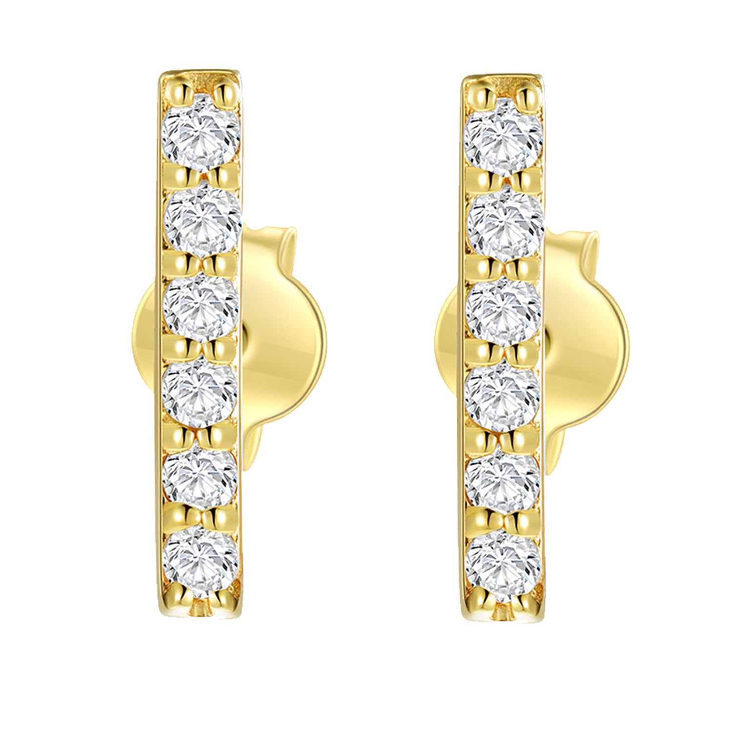14K Gold Moissanite Bar Stud Earrings