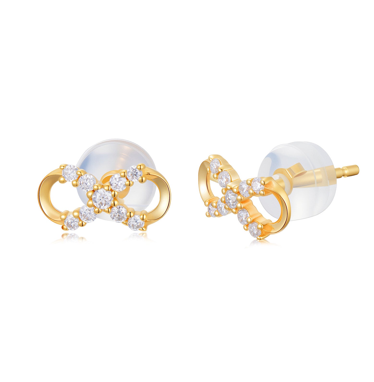 14K Gold Moissanite Bow Stud Earrings