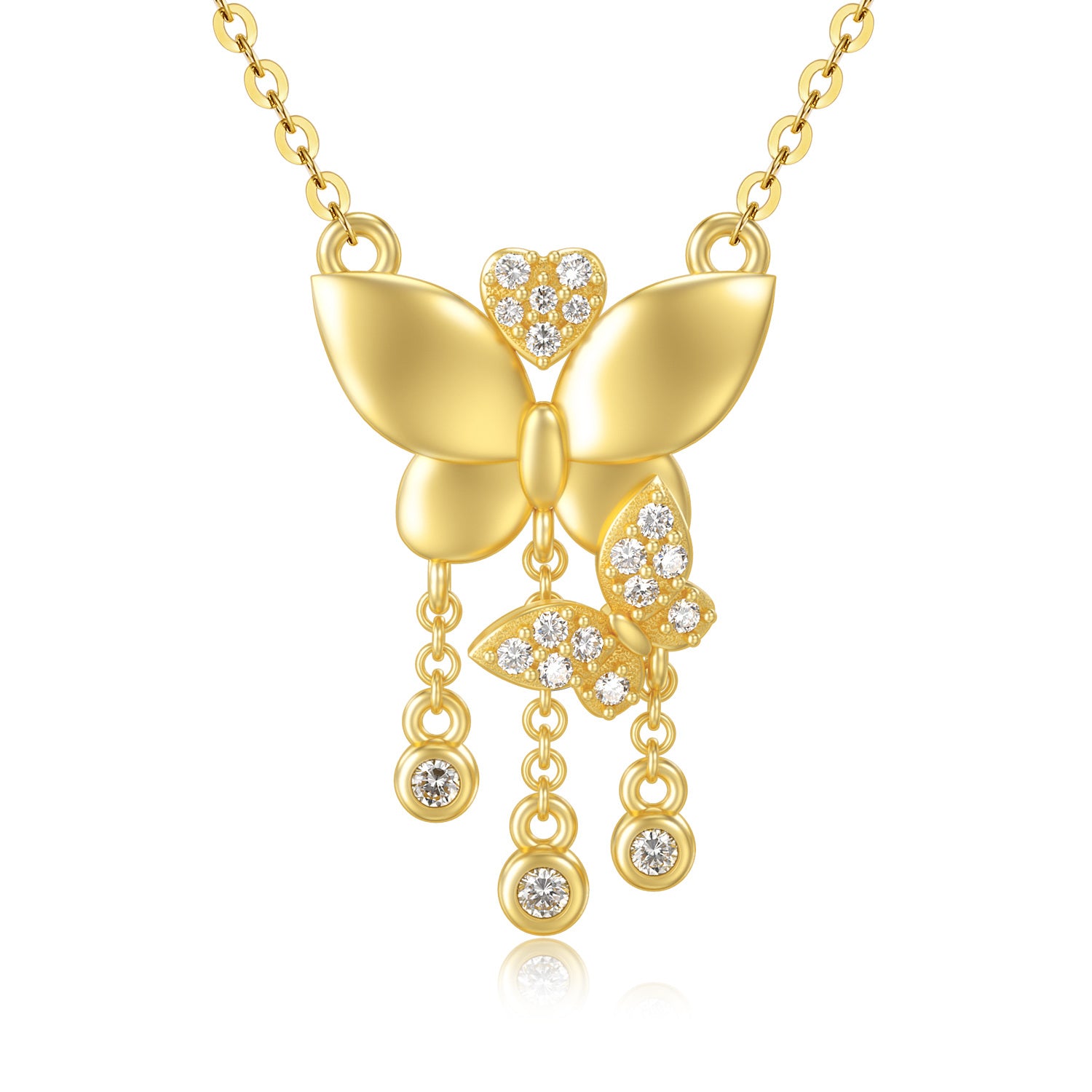 14K Gold Moissanite Butterfly Pendant Necklace
