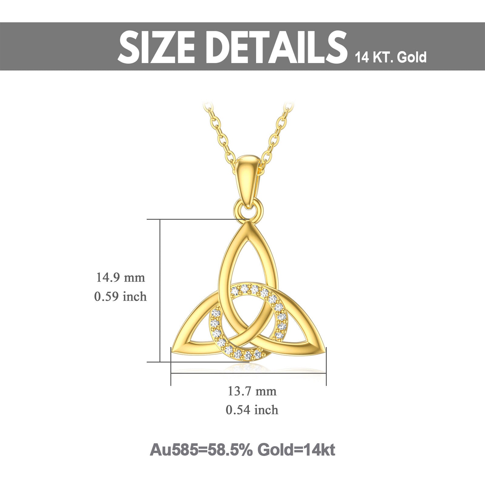 14K Gold Moissanite Celtic Knot Pendant Necklace
