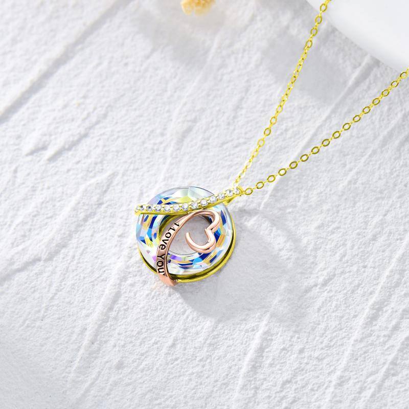 14K Gold Moissanite & Crystal Infinite Symbol Pendant Necklace