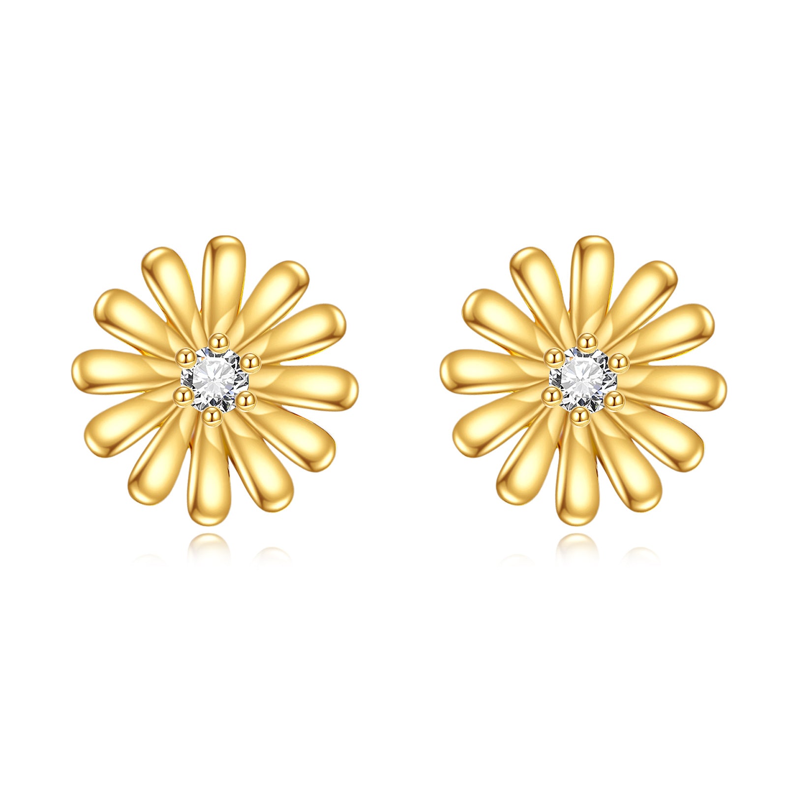 14K Gold Moissanite Daisy Stud Earrings