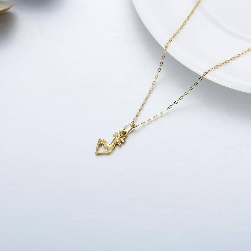 14K Gold Moissanite Elk Pendant Necklace
