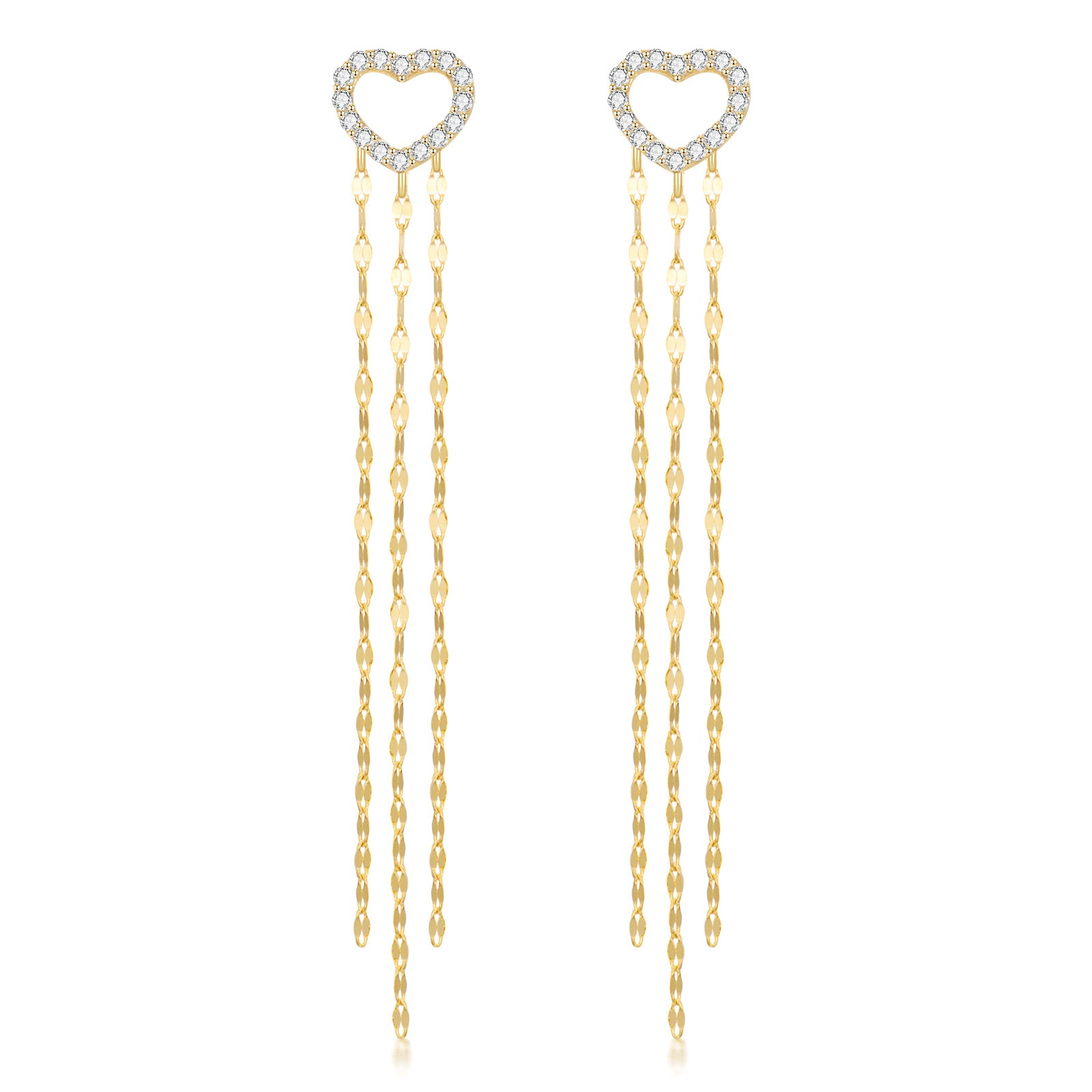 14K Gold Moissanite Heart Drop Earrings