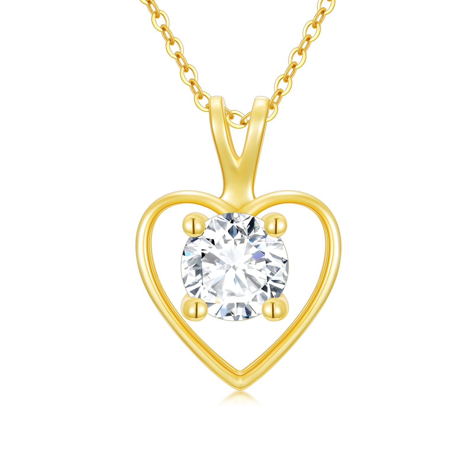 14K Gold Moissanite Heart Pendant Necklace