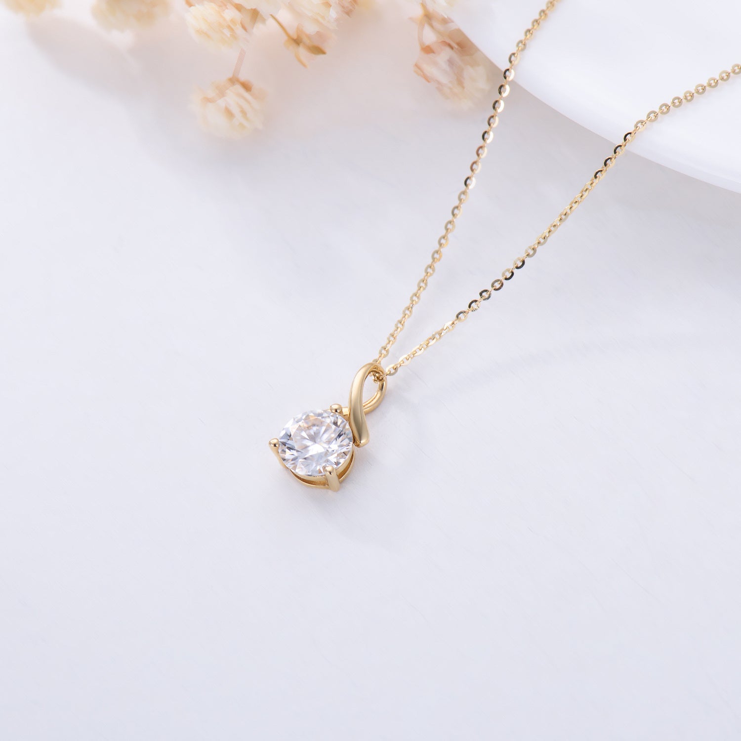 9K Gold Moissanite Infinite Symbol Pendant Necklace