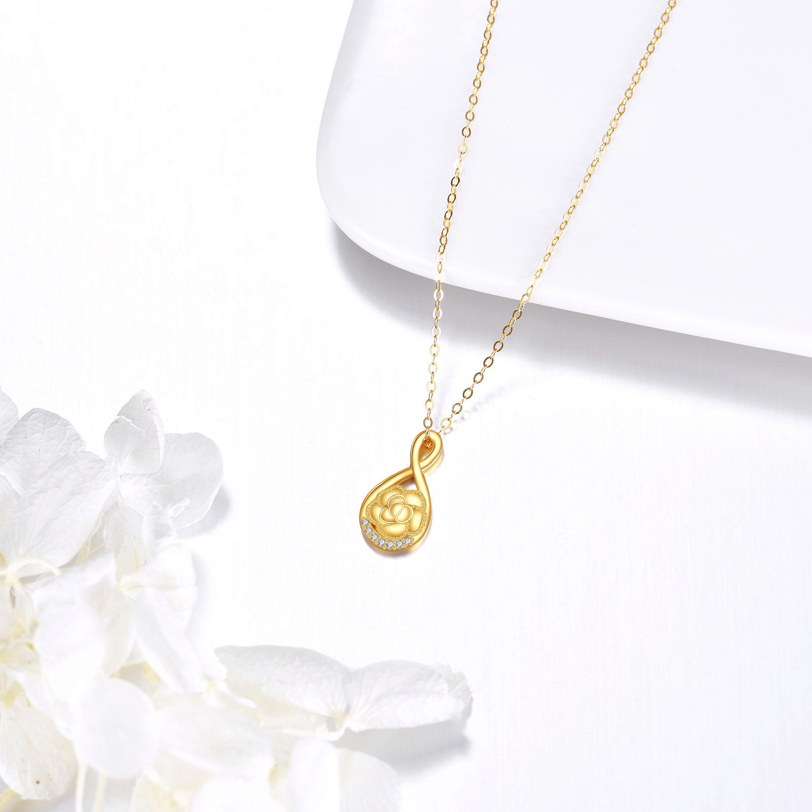 14K Gold Moissanite Infinity Symbol Pendant Necklace