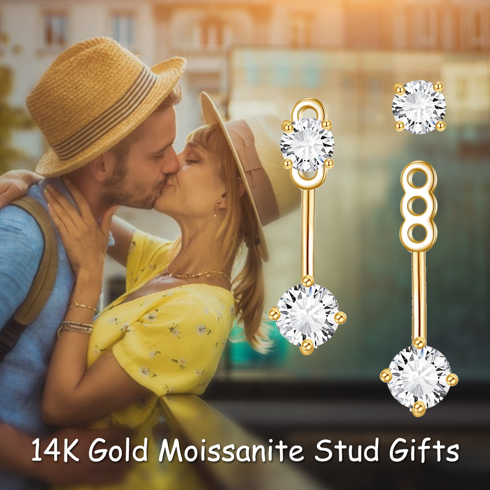 14K Gold Moissanite Jacket Earrings