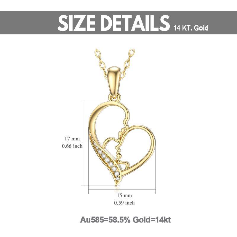 14K Gold Moissanite Heart Pendant Necklace For Women