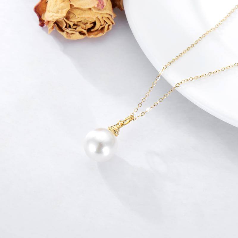 14K Gold Moissanite & Pearl Couple Pendant Necklace