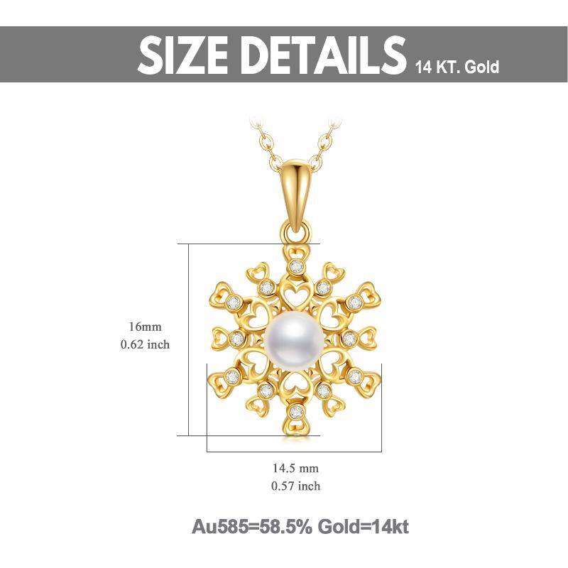 14K Gold Moissanite & Pearl Snowflake Pendant Necklace