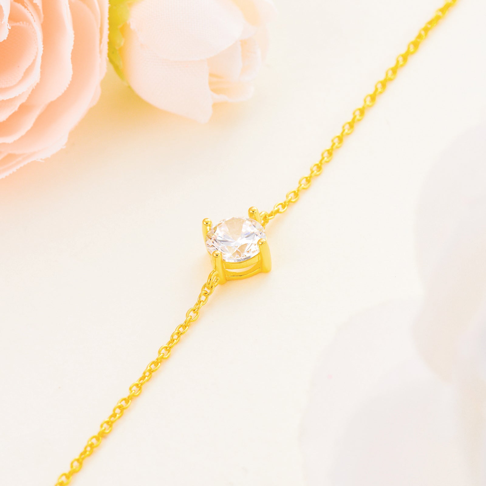 14K Gold Moissanite Charm Bracelet