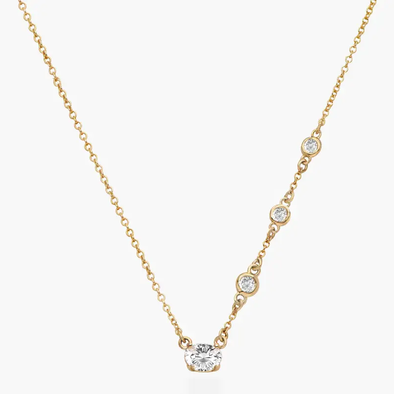 Sterling Silver with Yellow Gold Plated Moissanite Pendant Necklace