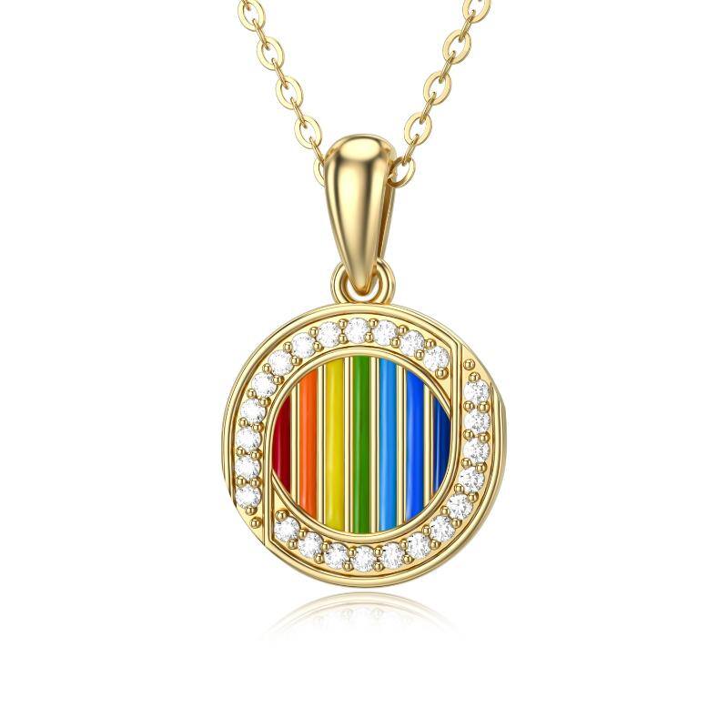 14K Gold Moissanite Rainbow Pendant Necklace
