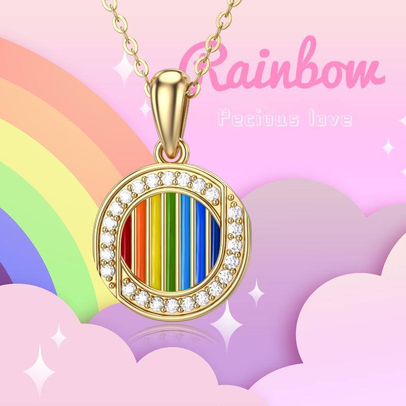 14K Gold Moissanite Rainbow Pendant Necklace