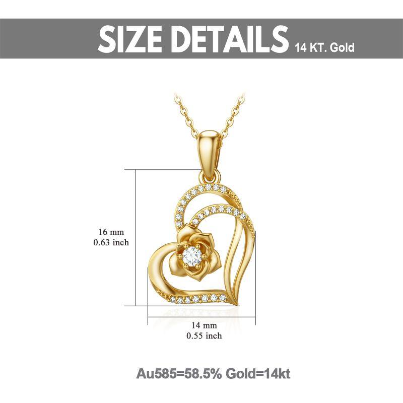 14K Gold Moissanite Rose Pendant Necklace