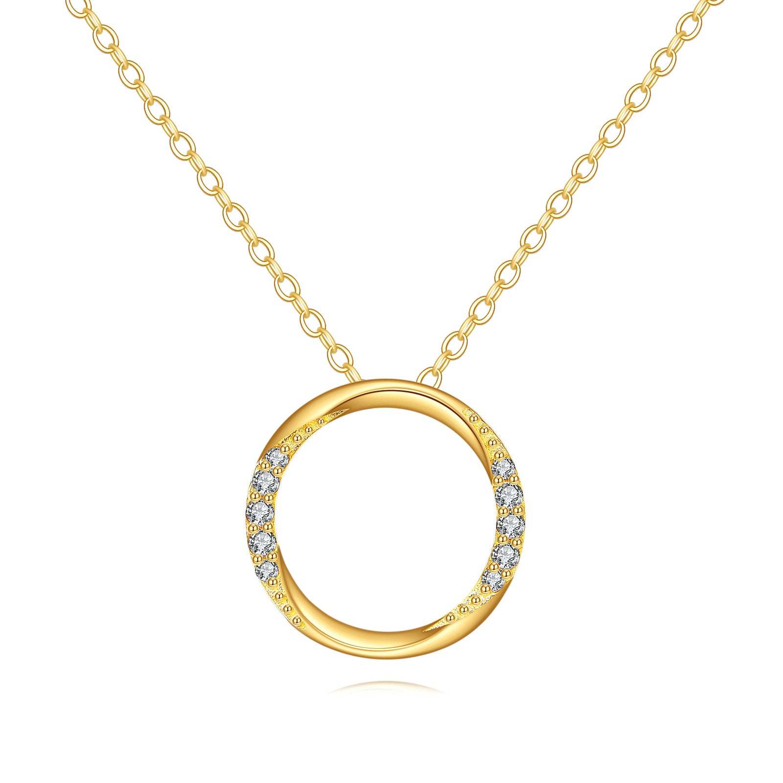 14K Gold Moissanite Round Pendant Necklace