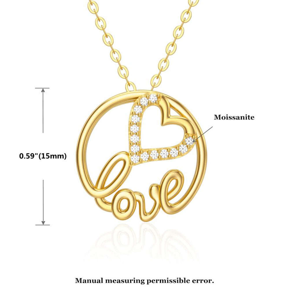 14K Gold Moissanite Round Pendant Necklace