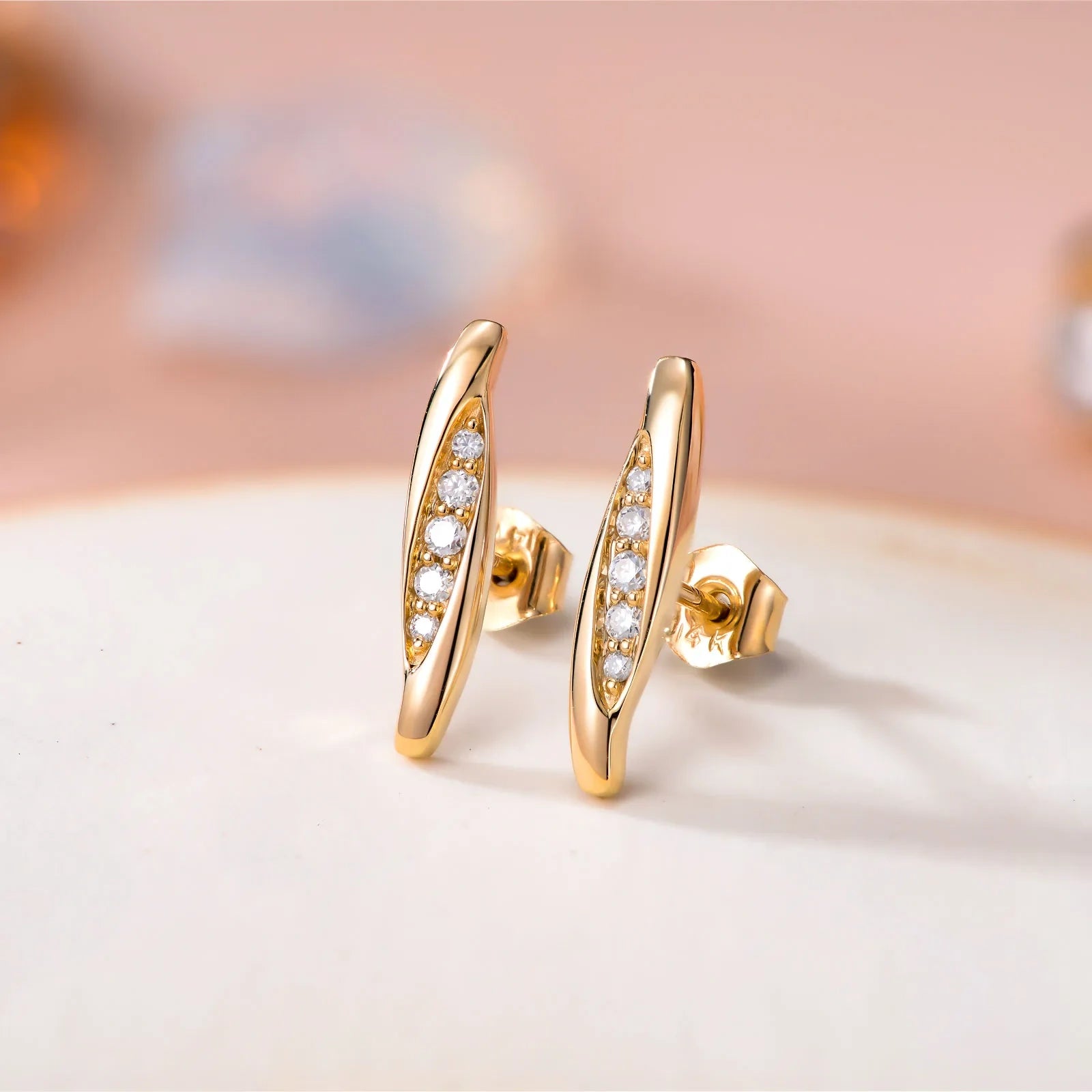 14K Gold Moissanite Stud Earrings