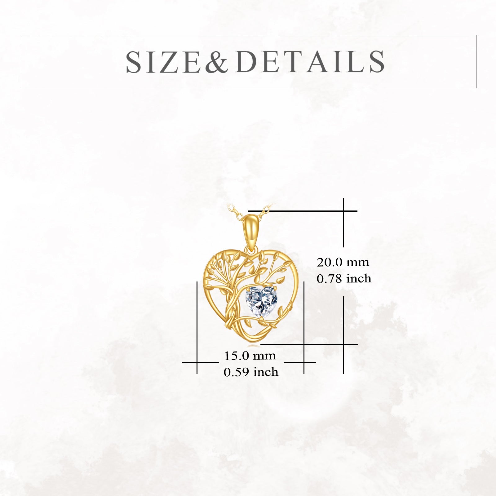 14K Gold Moissanite Tree Of Life & Heart Pendant Necklace