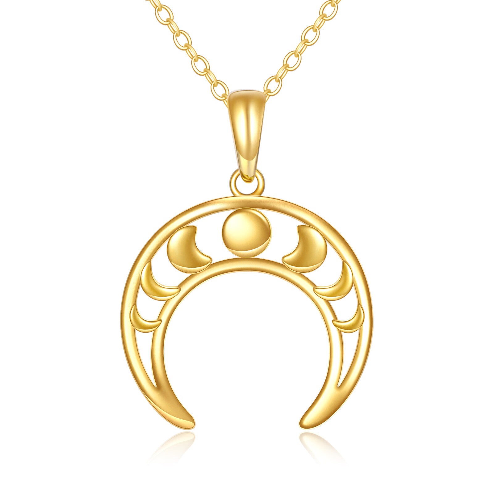14K Gold Moon Pendant Necklace