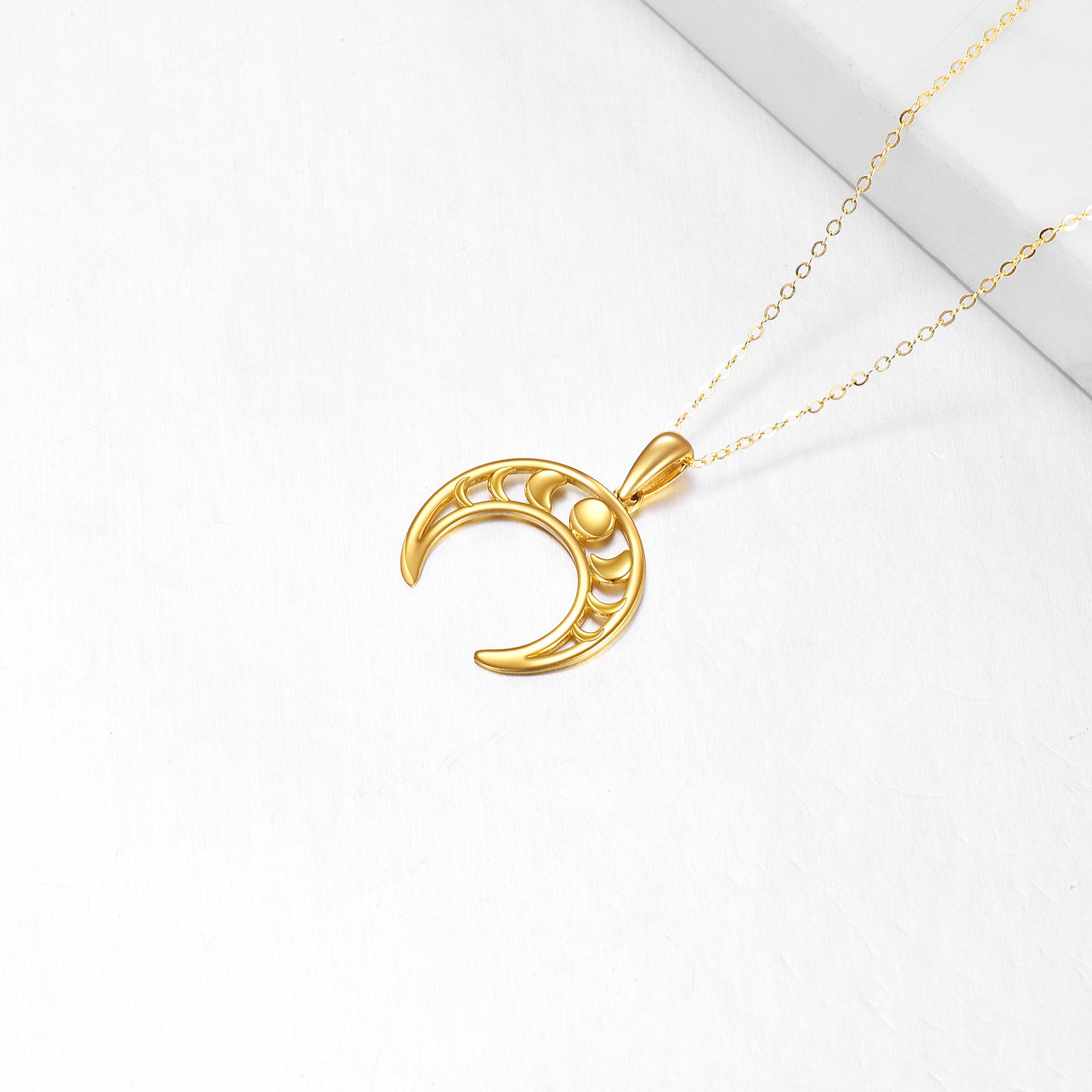 14K Gold Moon Pendant Necklace