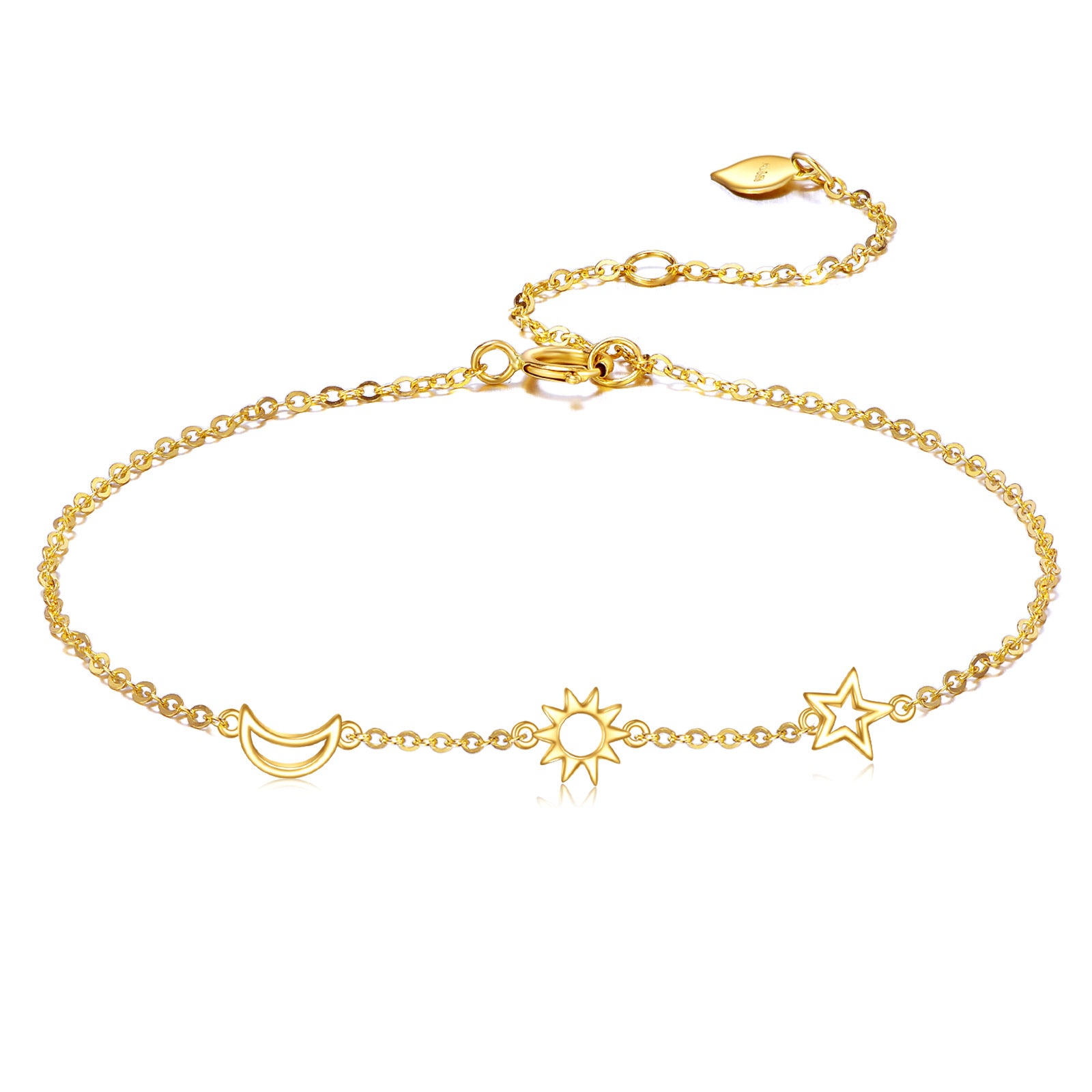 14K Gold Moon & Star Charm Bracelet