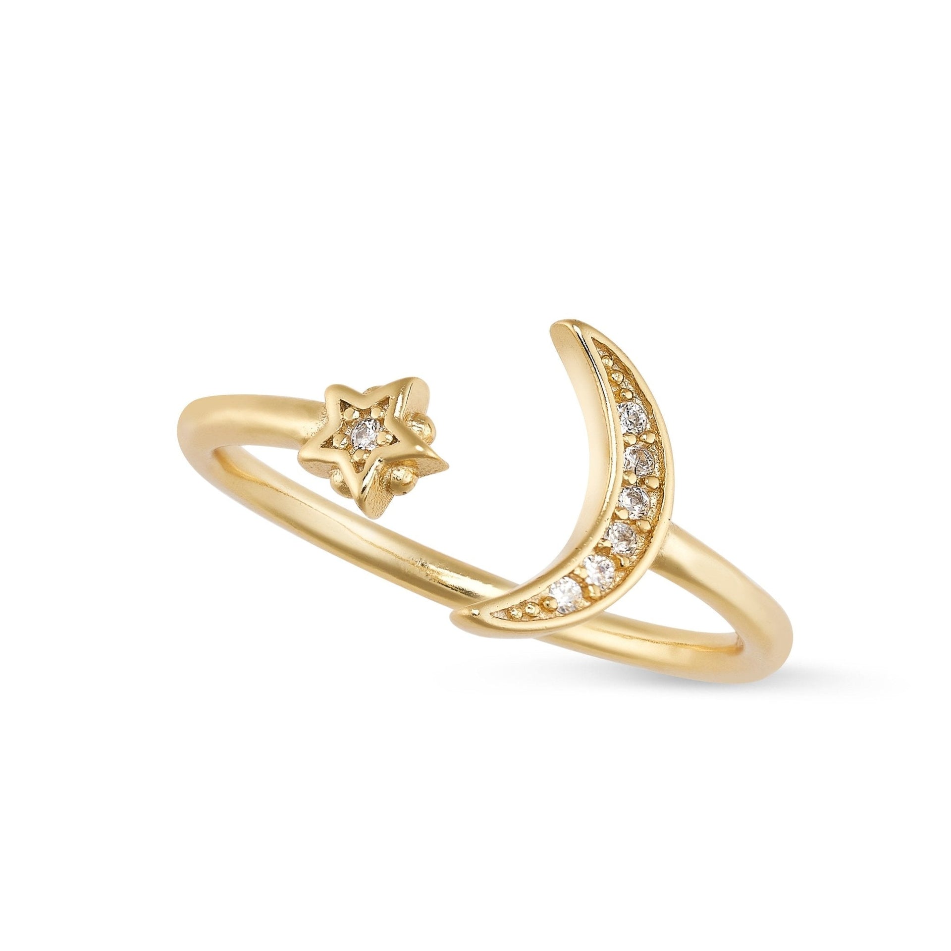 Gold Moon & Star Ring