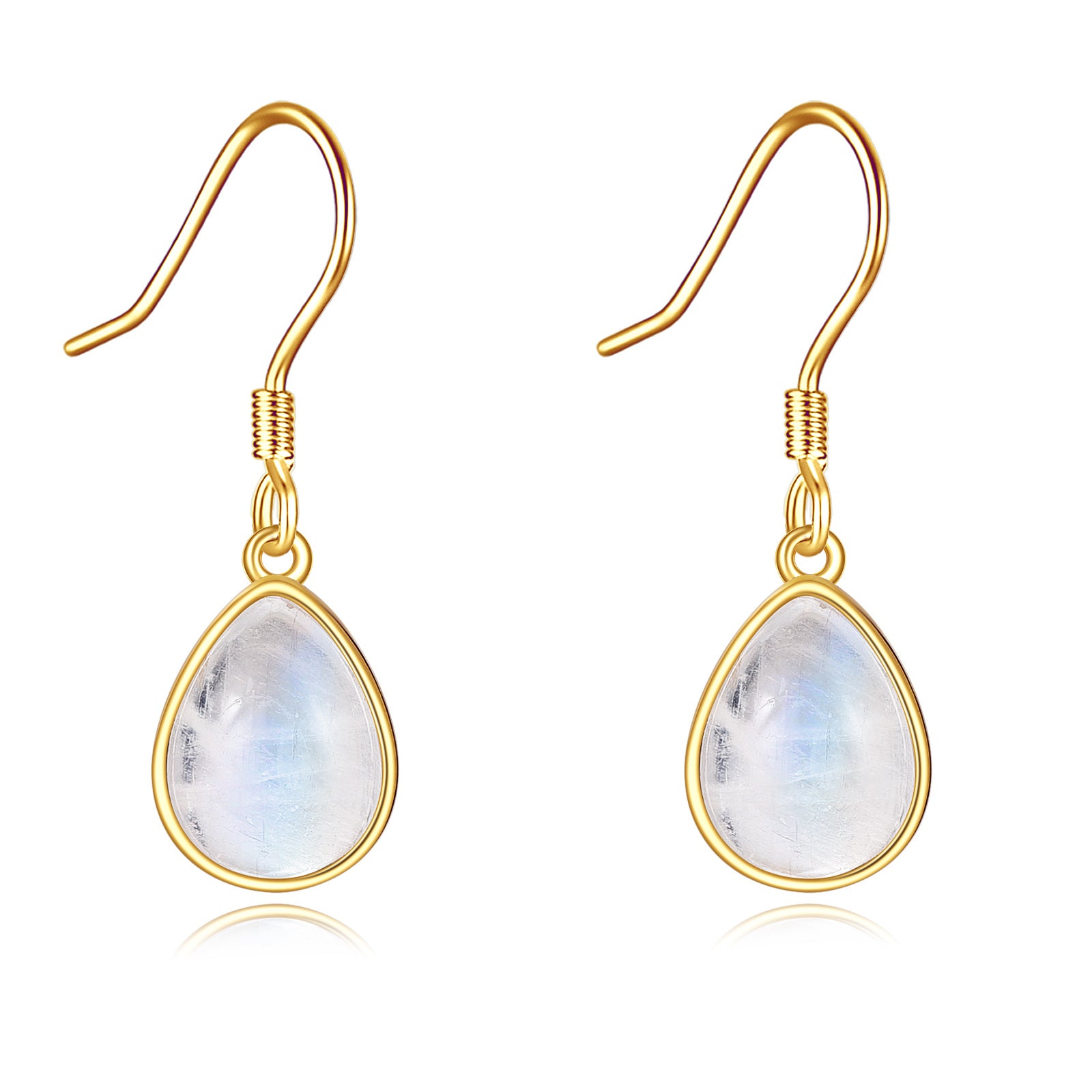 14K Gold Moonstone Drop Shape Drop Earrings