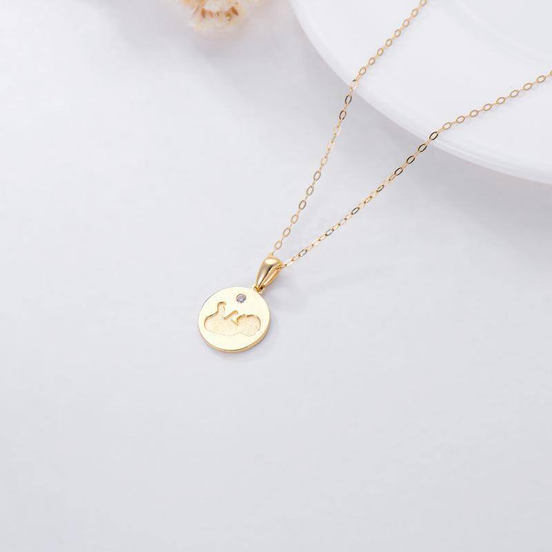 14K Gold Cubic Zirconia Mother & Daughter Coin Pendant Necklace