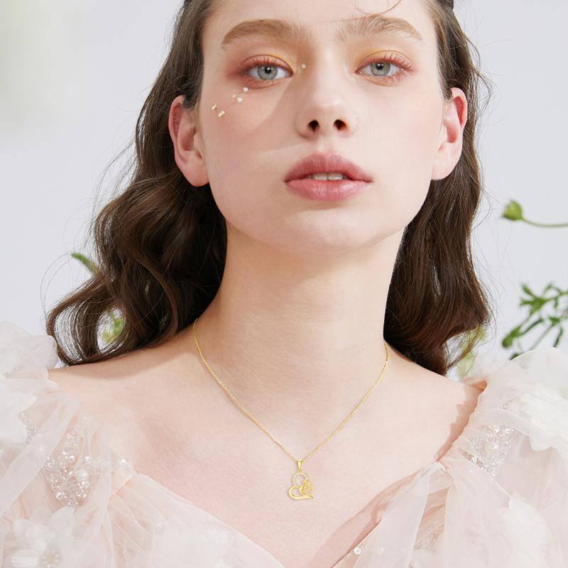 14K Gold Mother & Daughter Pendant Necklace