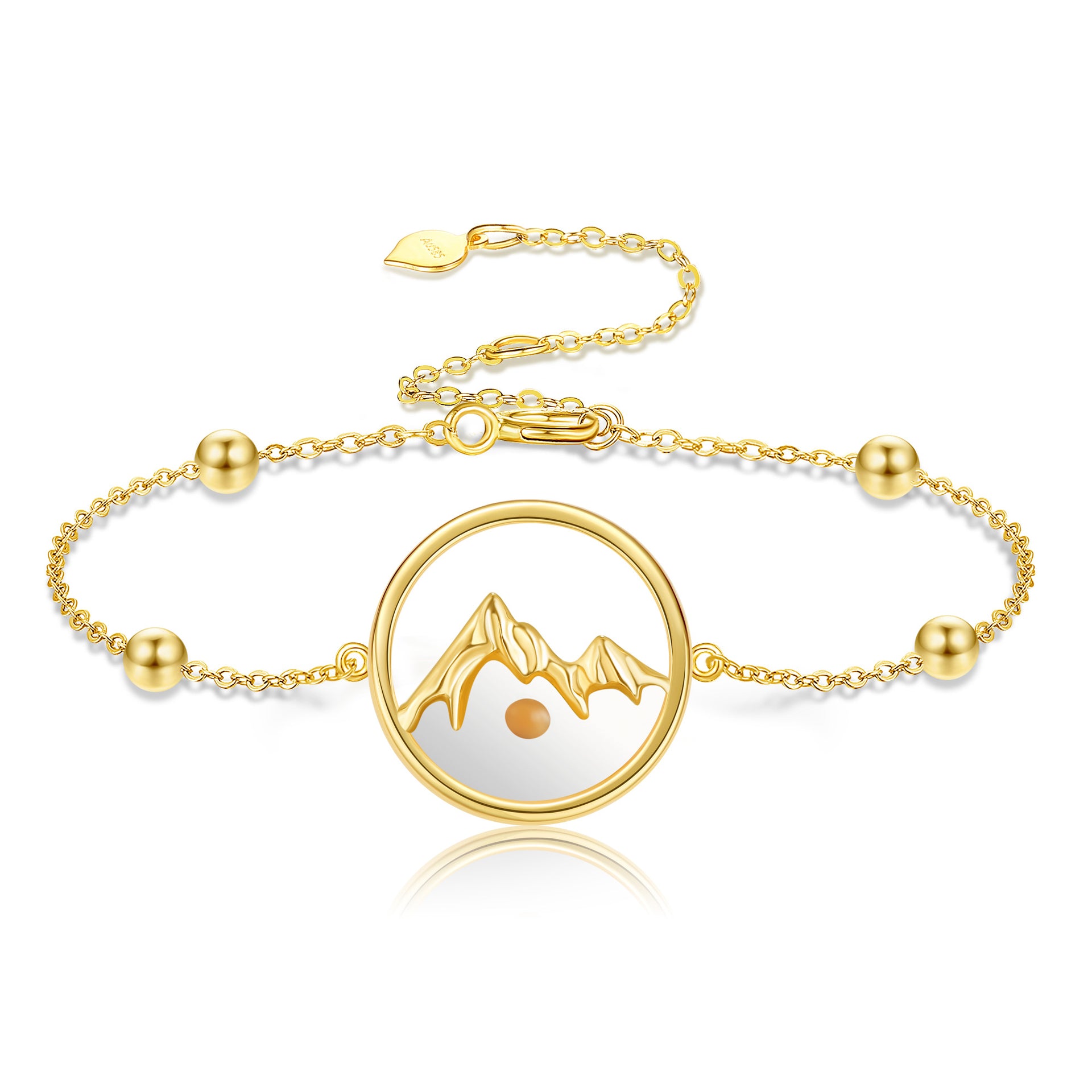 14K Gold Mountains & Mustard Seeds Charm Bracelet