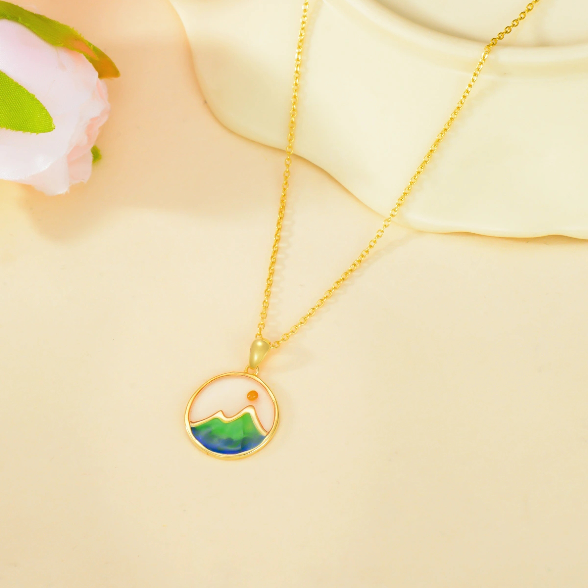 14K Gold Mountains Pendant Necklace